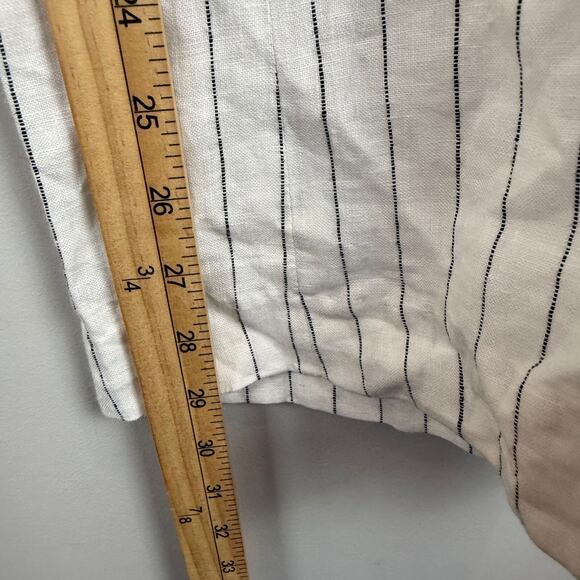 Michael Kors 100% Linen Pants Womens 6 White Black Striped Wide Leg Coastal Core - Picture 9 of 11